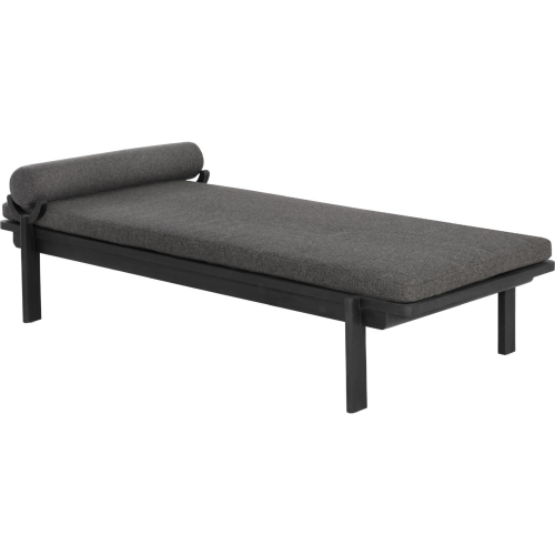 Bahari Outdoor Daybed in Charcoal Grey Teak Wood & Grey Fabric